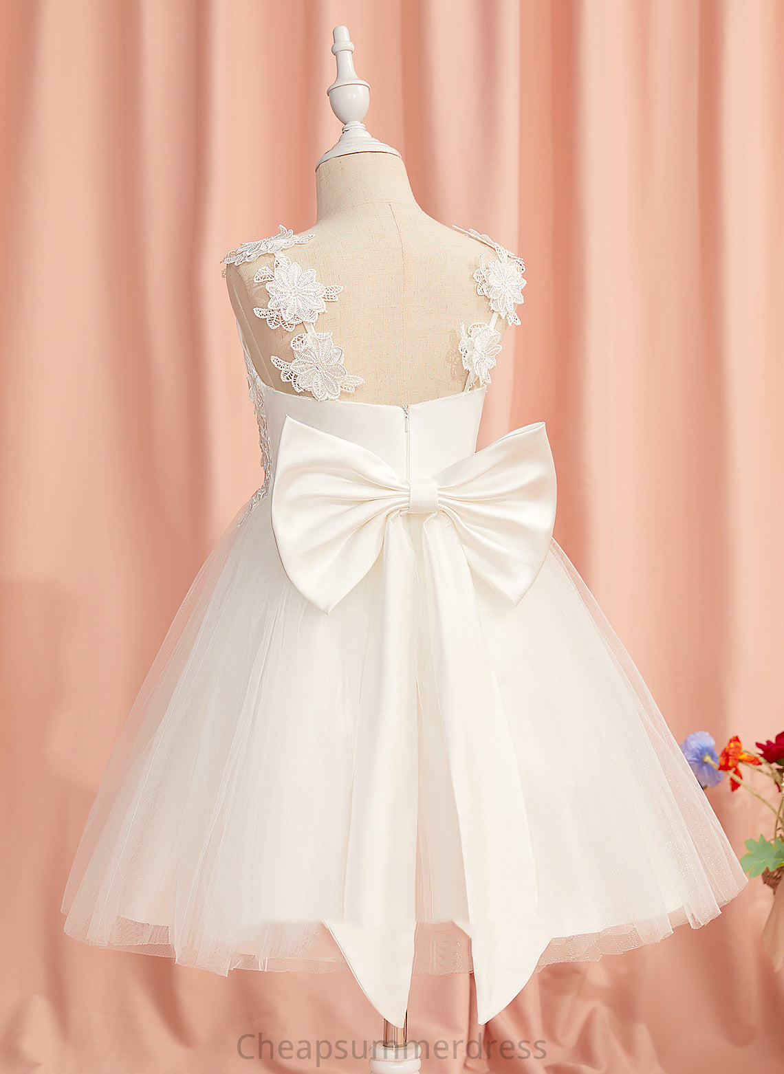 - Straps Flower Dress Knee-length Girl A-Line Tulle Lace/Flower(s)/Bow(s) With Sleeveless Penny Flower Girl Dresses