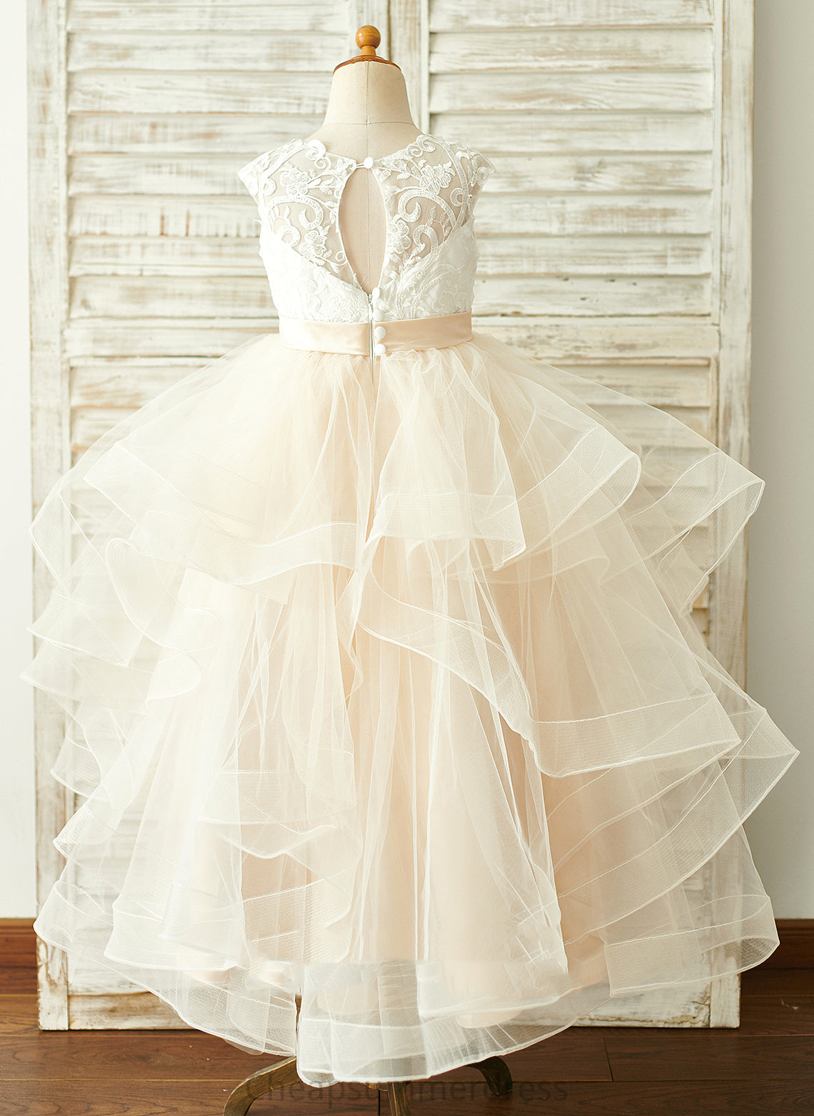 - Dress Girl Jada Ball-Gown/Princess Flower Sleeveless Tulle/Lace Flower Girl Dresses Floor-length Scoop Neck