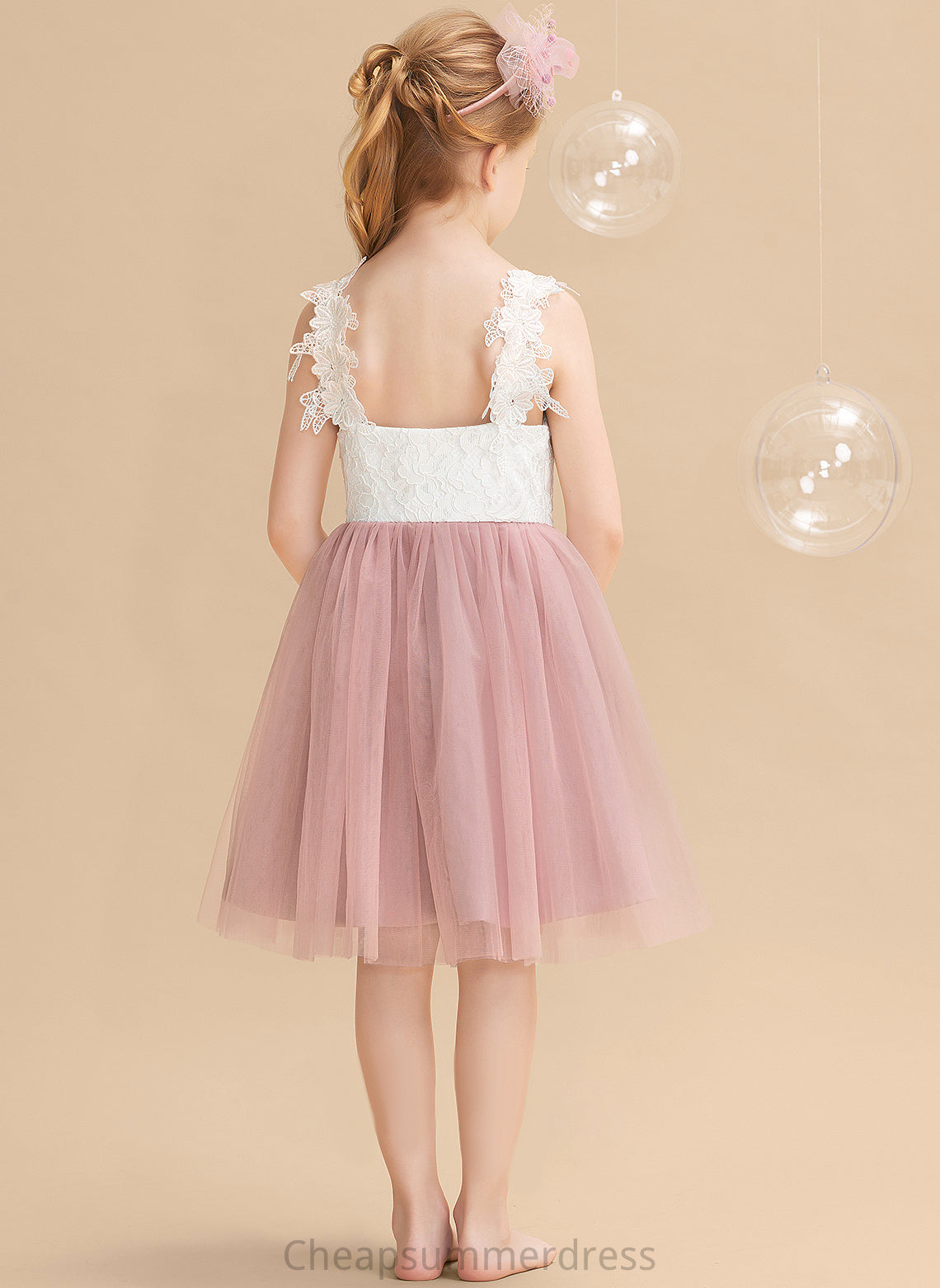 - A-Line Dress Flower Girl Dresses Sleeveless Flower V-neck Sofia Knee-length Girl Tulle/Lace