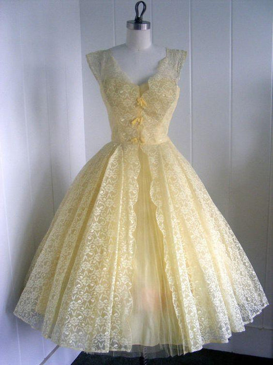 1950S Cocktail Homecoming Dresses Lace Jakayla Vintage Ball Gown V Neck Mini Short Dress