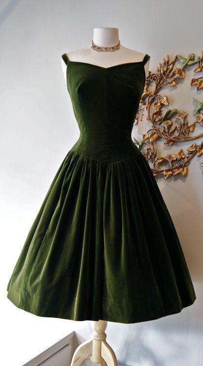 1950S Vintage Dress Gretchen Homecoming Dresses Dark Green
