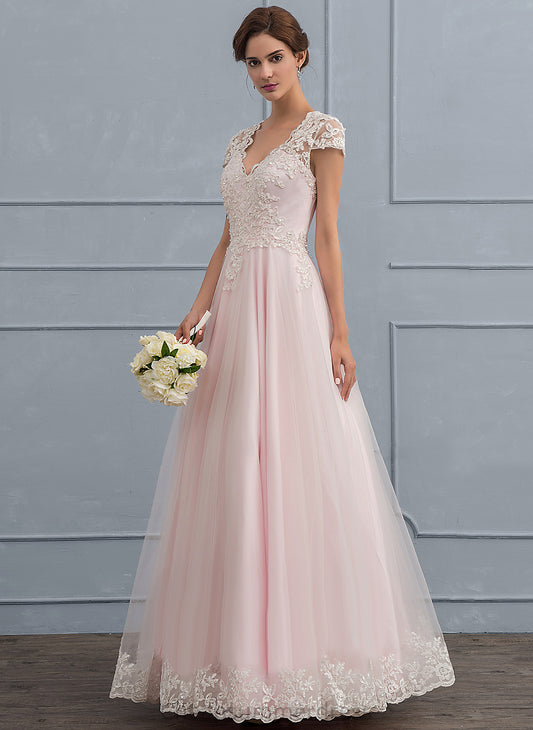 Ball-Gown/Princess Wedding Dresses Floor-Length Shyla Lace Wedding Beading V-neck Sequins Tulle With Dress