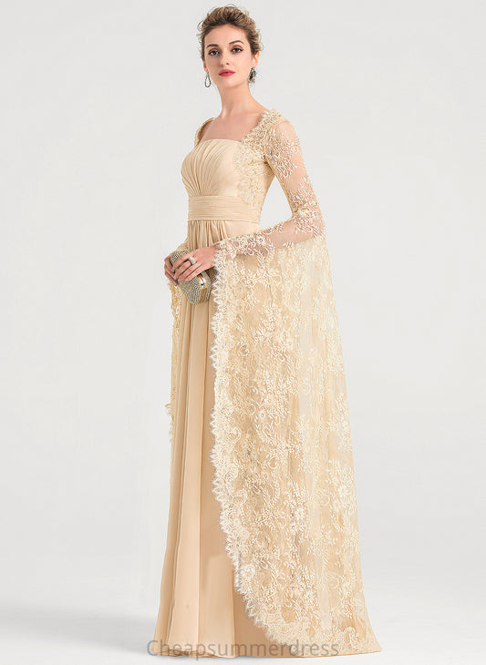 Beading Maisie Floor-Length Ruffle Chiffon Dress With Wedding Dresses Square A-Line Lace Wedding