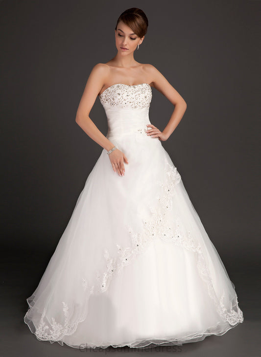 Beading Wedding Dresses With Ruffle Floor-Length Dress Lace Organza Sweetheart Wedding Charlize Ball-Gown/Princess