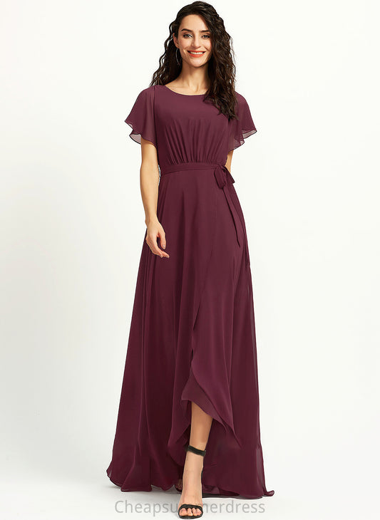 Neck Prom Dresses Scoop Asymmetrical With Ruffle Brynn A-Line