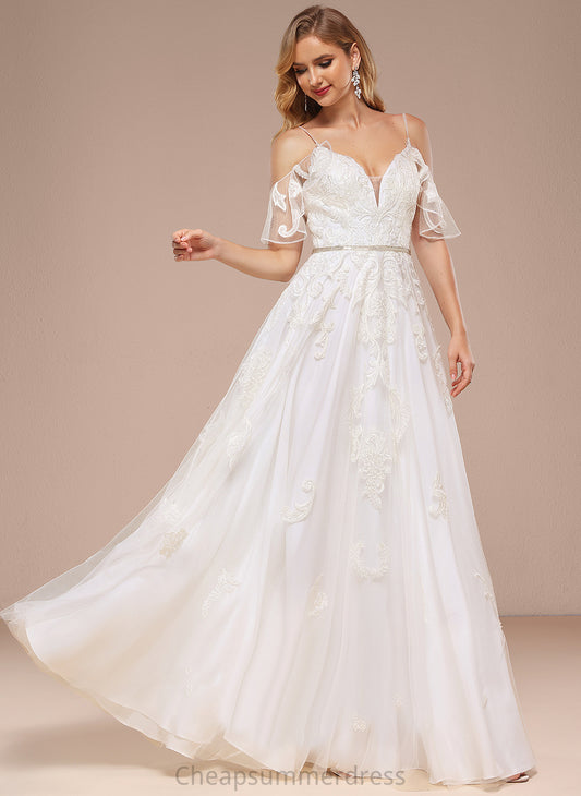 Yamilet Dress Lace Wedding A-Line Floor-Length Beading Cold Sequins With Tulle Wedding Dresses Shoulder