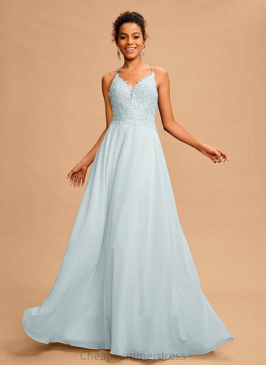 Cheyenne Chiffon With Prom Dresses A-Line V-neck Floor-Length Sequins