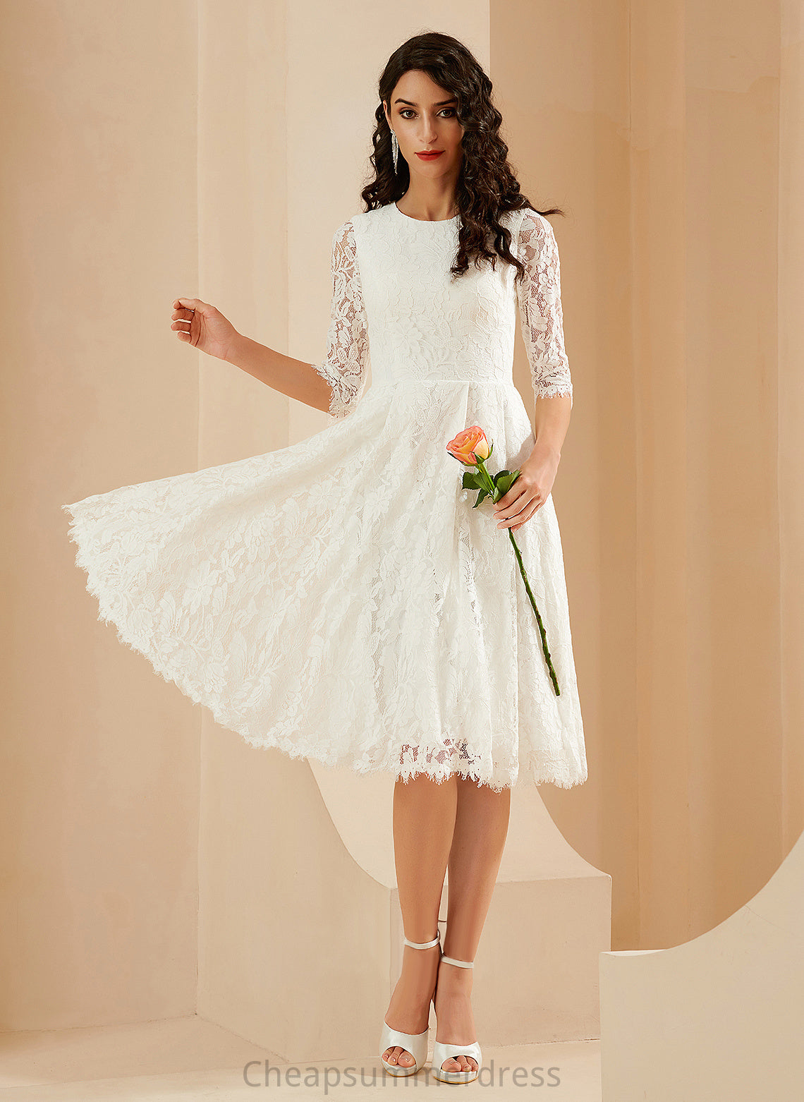 Madilyn Dress Lace Knee-Length A-Line Scoop Wedding Dresses Wedding