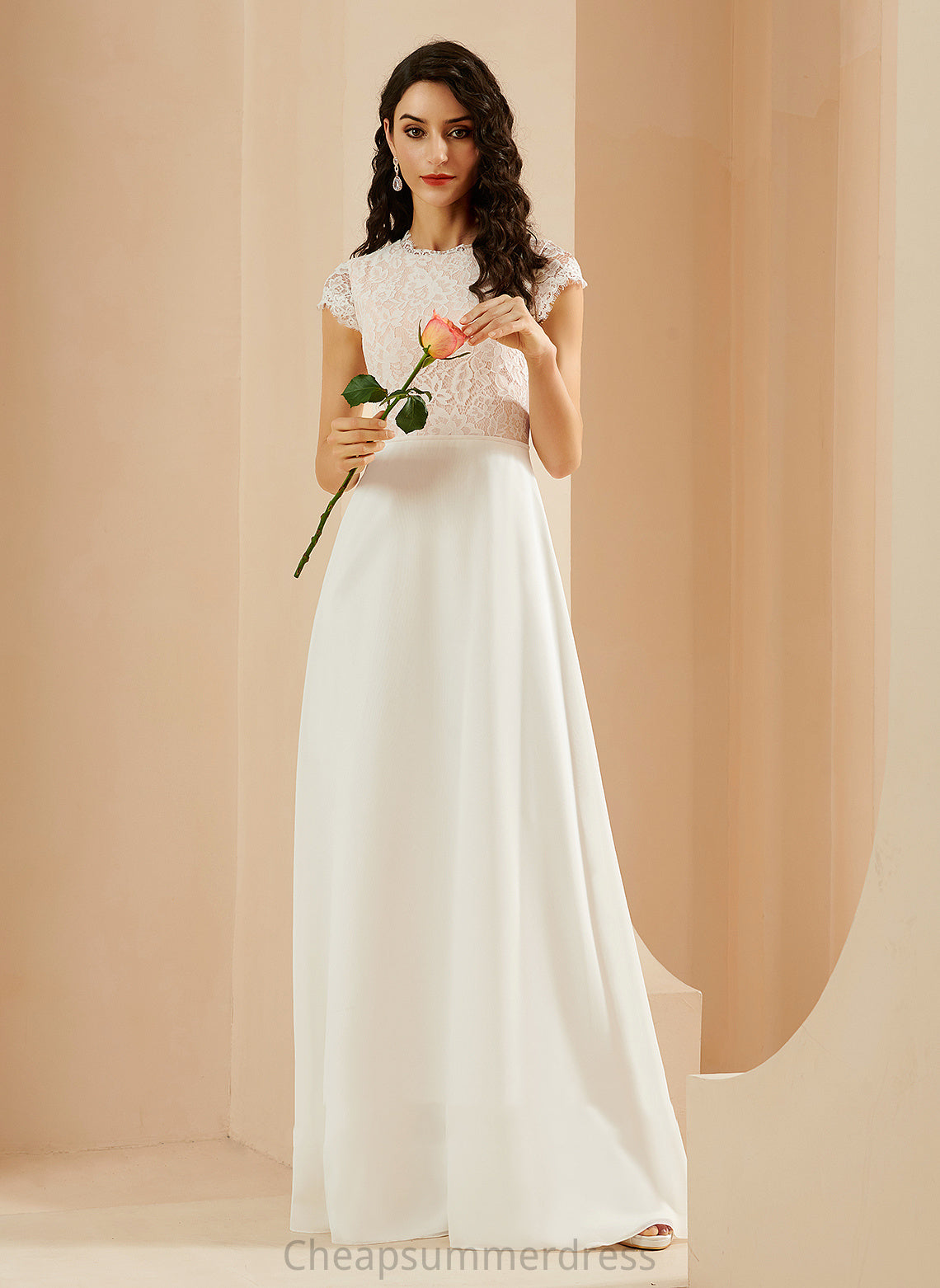 Wedding Wedding Dresses Dress Chiffon A-Line Scoop Floor-Length Amiyah Lace