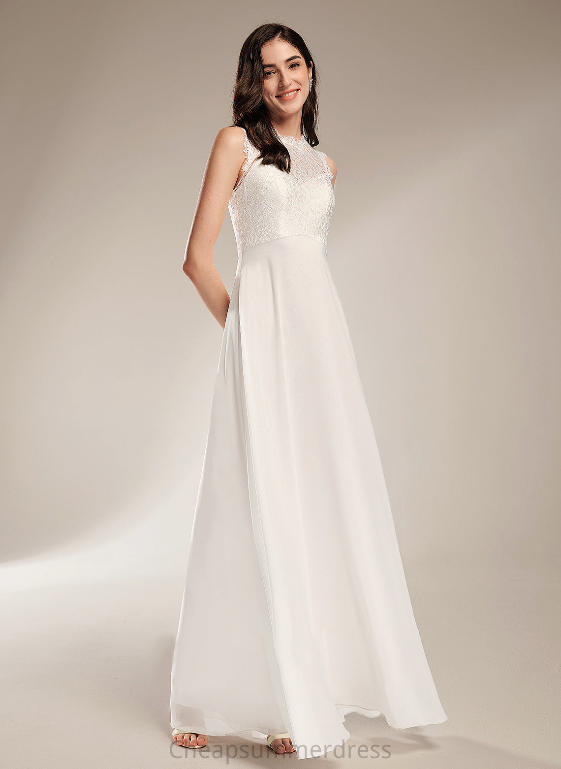 Allison Wedding Wedding Dresses Scoop Dress Lace Floor-Length A-Line Chiffon