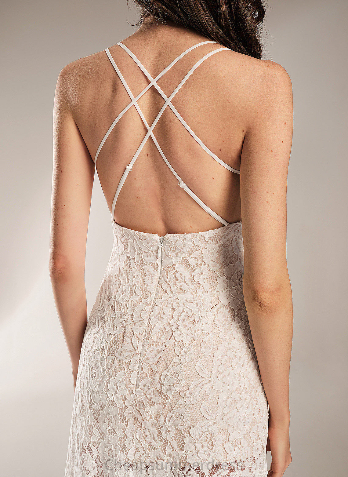 Sheath/Column Wedding Wedding Dresses Dress Lace Floor-Length Essence V-neck