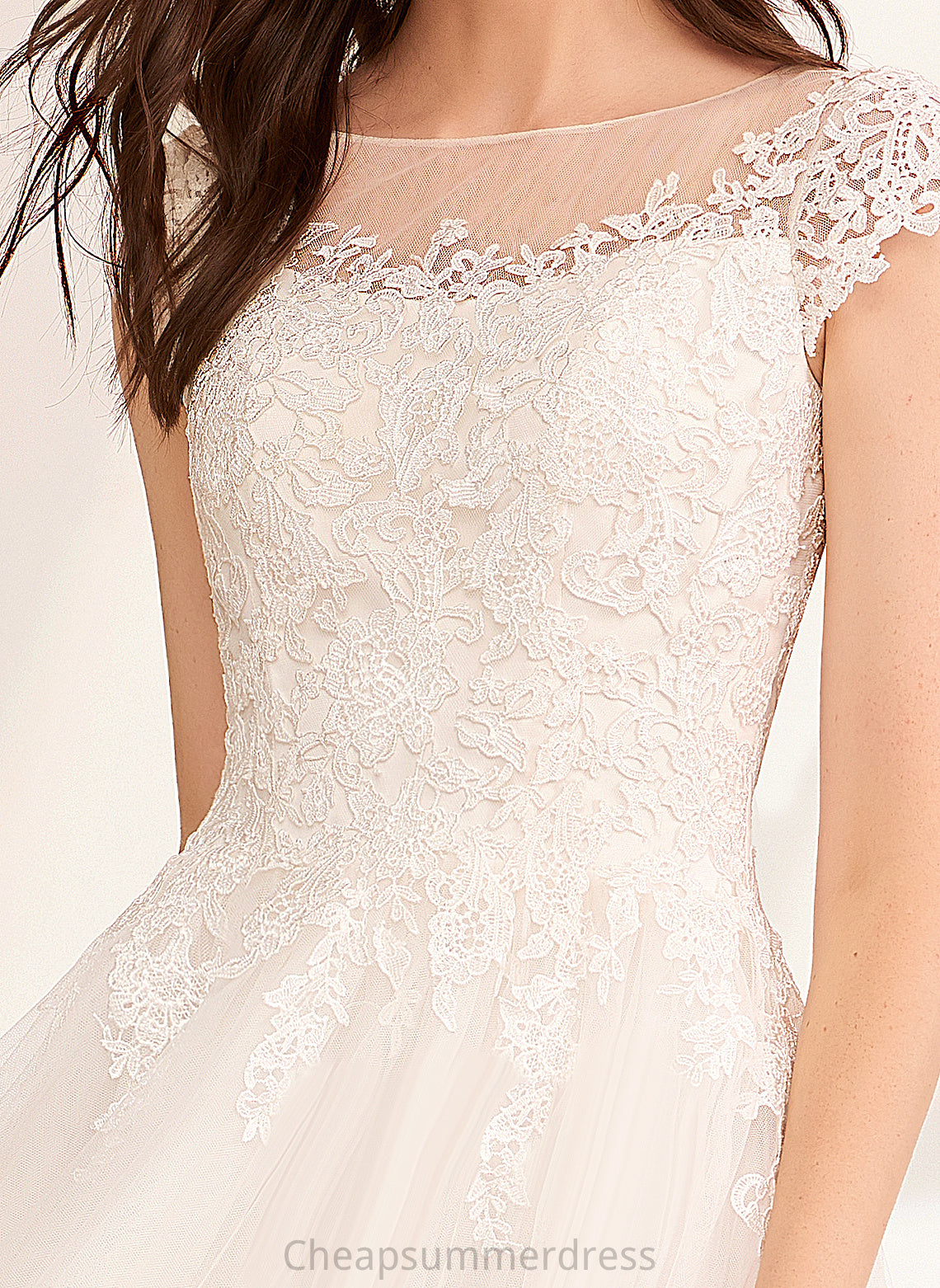 Dress Sariah Ball-Gown/Princess Lace Illusion Floor-Length Wedding Dresses Tulle Wedding