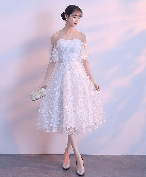 White Sweetheart Short Pauline Homecoming Dresses Lace Dress White CD1871